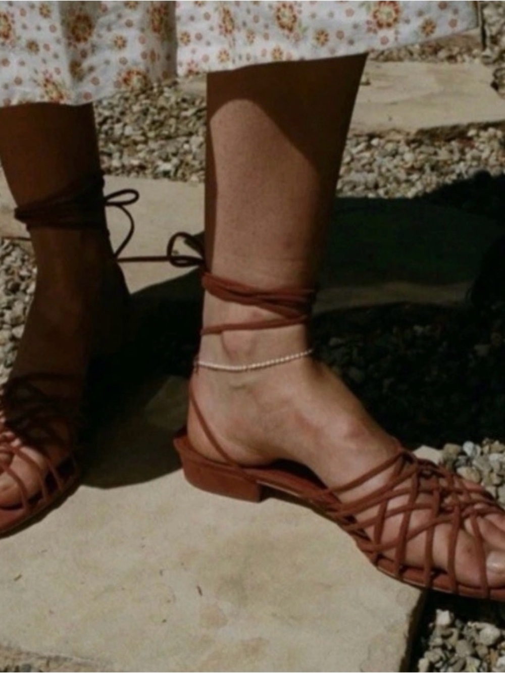 Doen Suede Lace-Up Rust Color Sandals